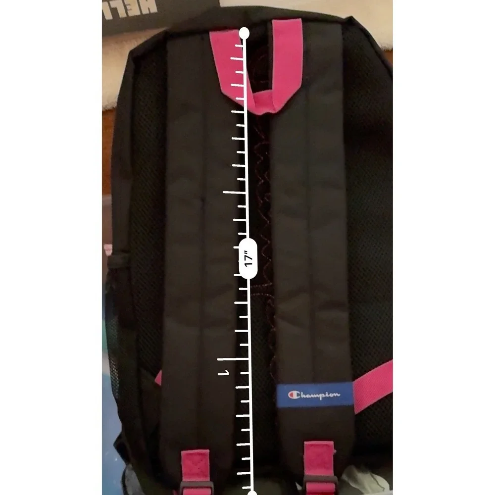 Champion Backpack‎ with Detachable Lunch Box Black Pink School Bag New